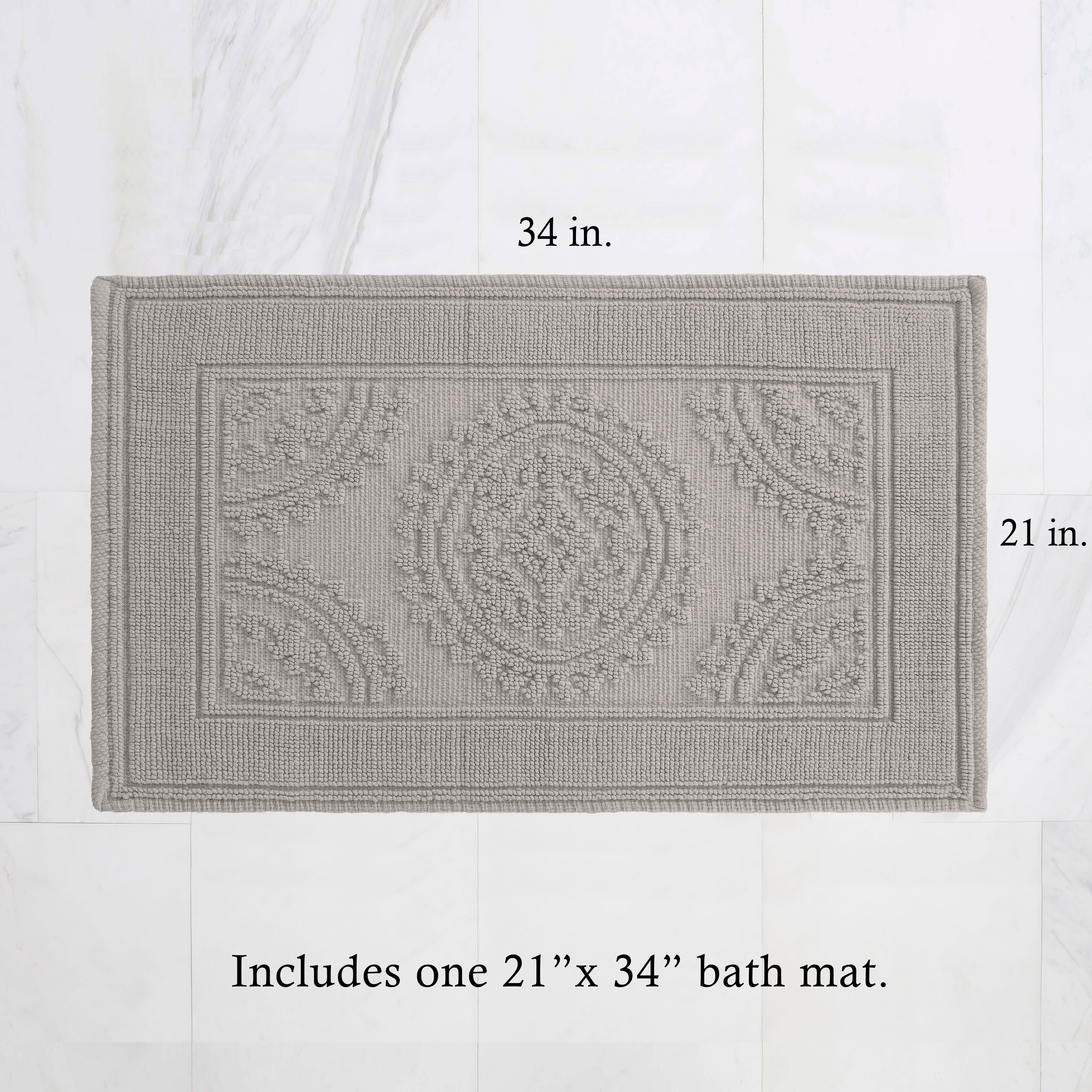 Taupe Grey, Medallion, 21" x 34" Bath Rug, Jean Pierre