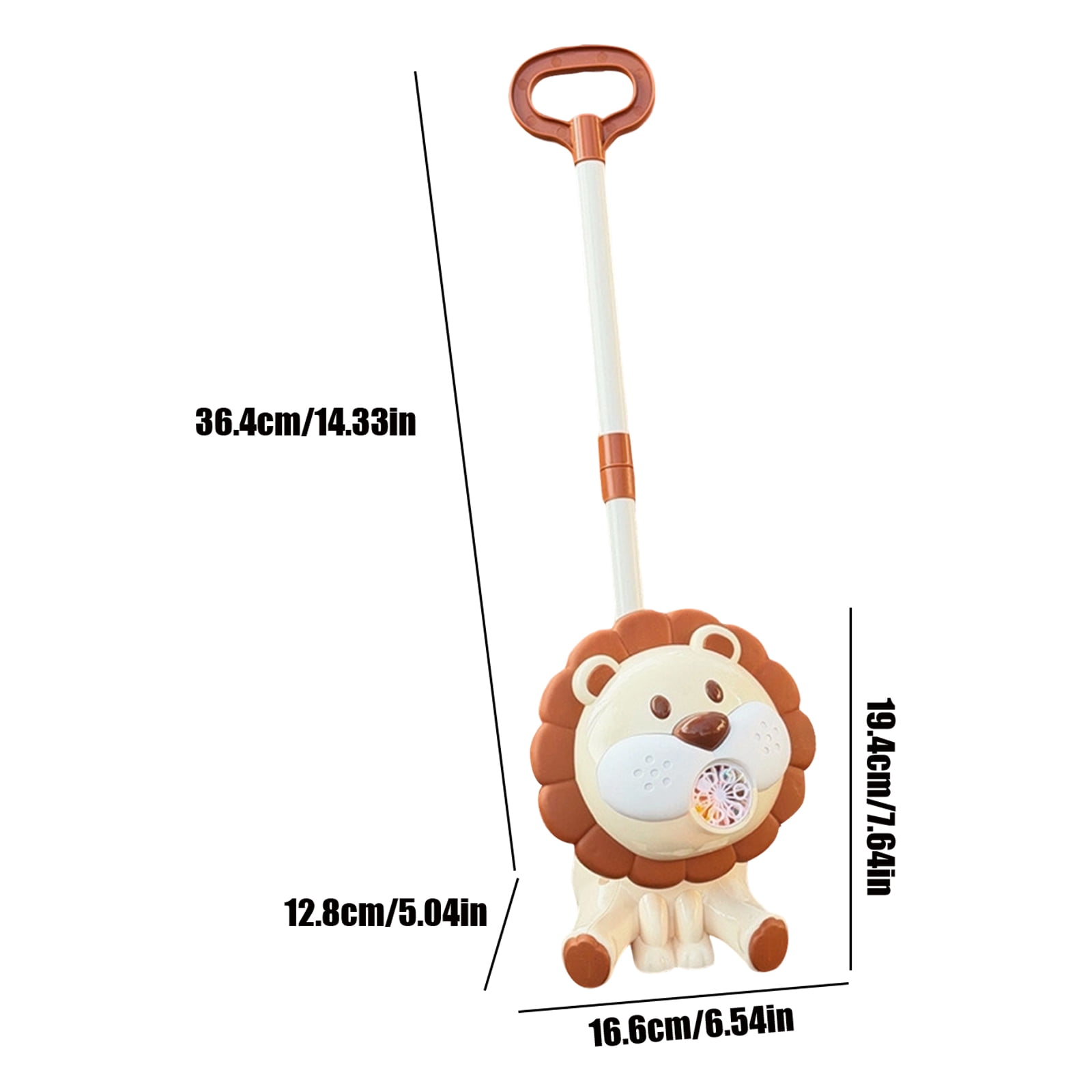 Lion Bubble Blowing Machine Push Cart, USB Rechargeable Automatic Bubble Blower with 100ml Bubble Solution, Handheld Outdoor Bubble Maker for Party Garden Lawn Activities (Brown)