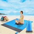 thumbnail image 3 of Hgallory Polyester Picnic Outdoor Blankets, Portable Foldable Picnic Mats for Beach Camping Hiking, Picnic Blanket with 1 x Bag, 4 x Ground Nails and 1 x Carabiner, 1PC, 55"x79", Blue, Rectangle, 3 of 9