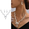 thumbnail image 2 of Yesbay Necklace Earring Set Rhinestone Decor Flower Shape Hollow Out Adjustable Hanging Earrings High-end Bride Jewelry Wedidng Party Prom Necklace Earring Set, 2 of 7