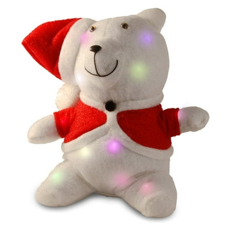 National Tree 13" Cotton Red Bear with 13 Flashing LED Lights with Battery