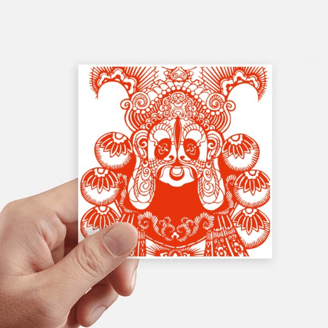 Opera de Beijing Máscara Roja, corte de papel, Pegatinas de pared cuadrado de 10 cm maleta portatil Motobike Decal 8pcs