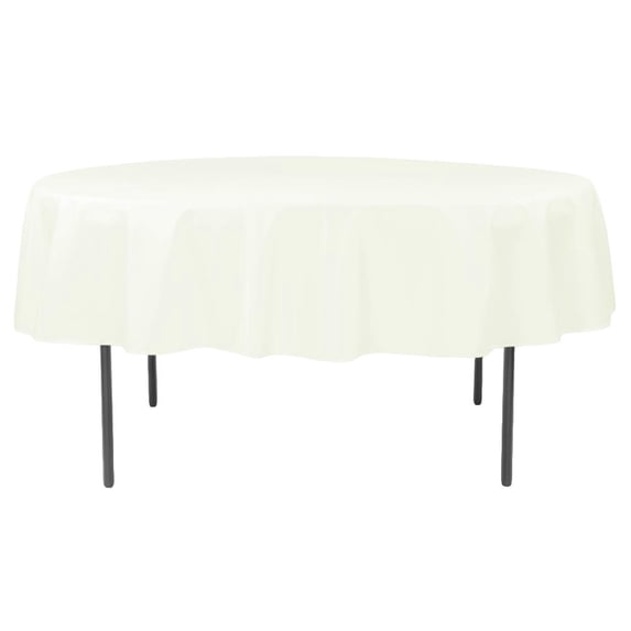 1 Pc, Polyester 90" Round Tablecloth - Light Ivory/Off White For Weddings, Trade Shows, Showrooms, Events