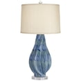 thumbnail image 2 of Possini Euro Design Modern Table Lamp with USB Charging Port 31" Tall Teal Blue Ceramic Beige Drum Shade Living Room Bedroom Bedside (Color May Vary), 2 of 9