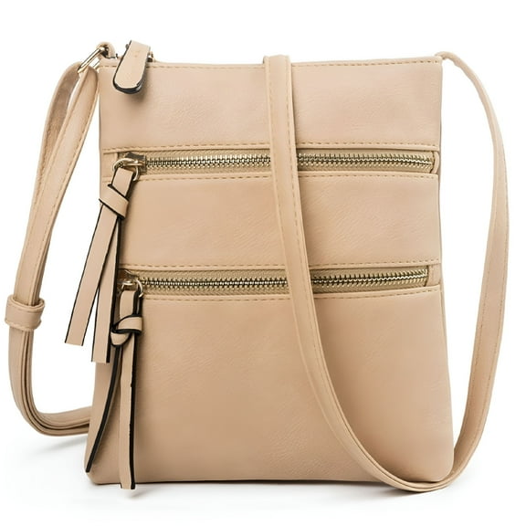 GASTROPOD Crossbody Bags for Women Medium Size Leather Travel Cross Body Bag Purses for Women - Light Khaki