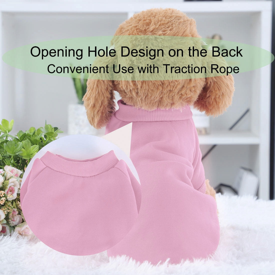 Unique Bargains Cotton Blend Dog Winter Sweatshirt Pet Clothes Fleece Lined Warm Coat Pink