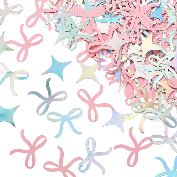 1set 2 Bags Paper Confetti Bowknot Star for Wedding Party Celebration Mixed color 30~38.5x33.5~40x0.4mm 30g/bag DIY