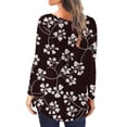 thumbnail image 4 of Womens Round Neck Tunic Tops Long Sleeve Floral Printed Pullover Winter Casual Loose Button Blouse, 4 of 6