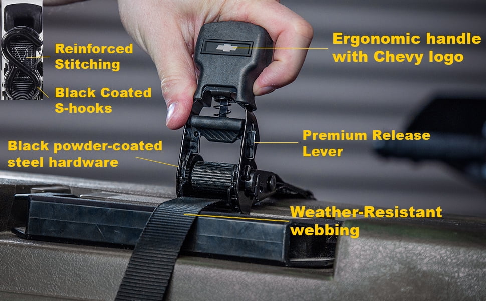 Chevrolet 14 ft. x 1 in. Ratchet Strap Kit (6 Pc) - 1500 LB Break Strength