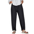 thumbnail image 3 of LUXUR Ladies Leggings Solid Color Bottoms Pockets Yoga Pants Long Jeggings Drawstring Trousers Black M, 3 of 7