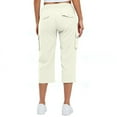 thumbnail image 3 of WCMZJ Womens Cargo Capris with Pockets Loose Fit Casual Capri Pants Drawstring Lightweight Ladies Baggy Cargo Pants for Hiking White M, 3 of 5