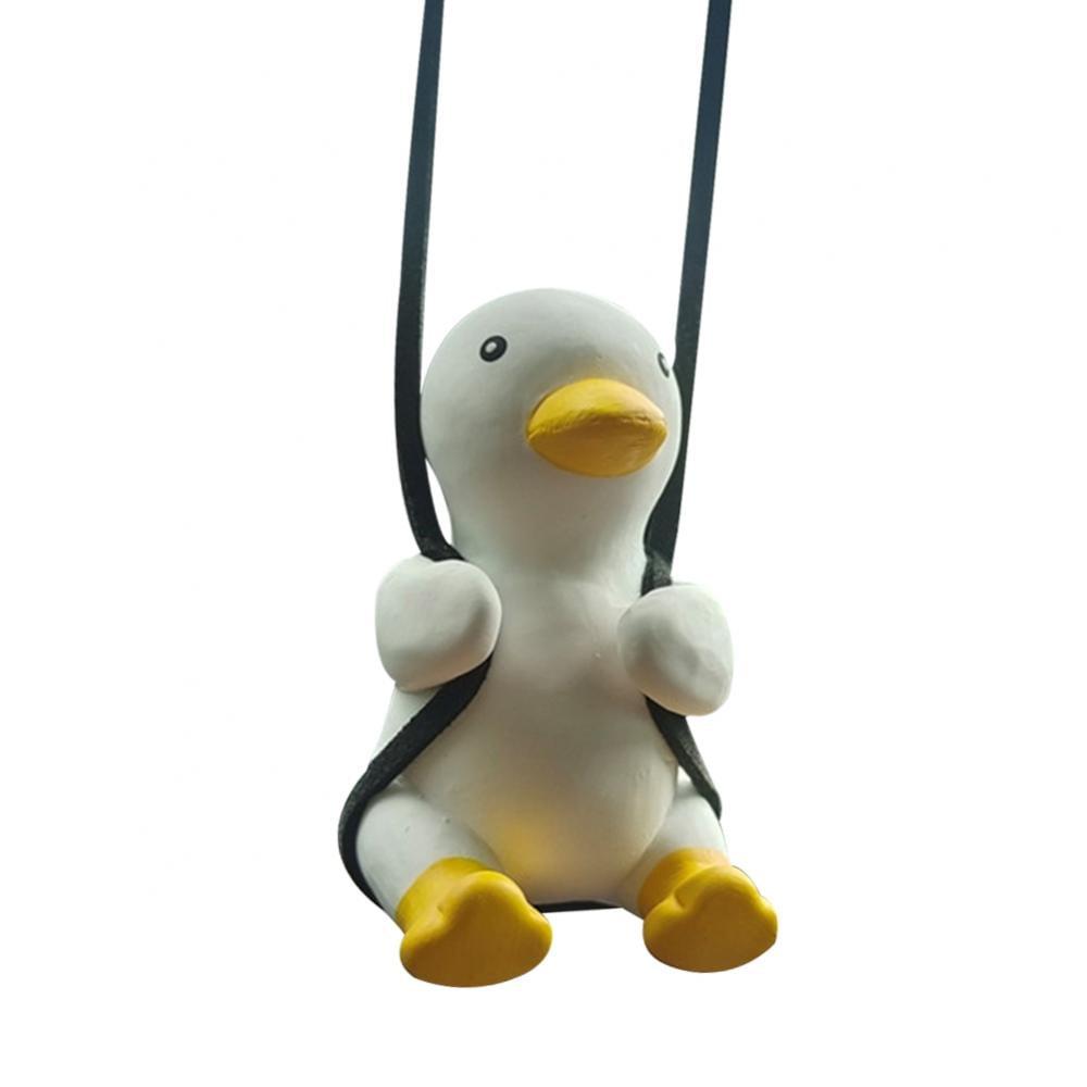 2 Pieces Swinging Duck Car Hanging Ornament Cute Swing Duck Car Pendant Swing Duck Auto Decoration Flying Duck Rear View Mirror Accessories for Friends Kids Car Gifts Decorations Supplies 