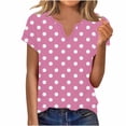 thumbnail image 3 of Bovxnpu Short Sleeve Tee Shirts Summer Dressy Casual Blouses Print V Neck Base Layer T Shirt Spring Summer Summer Tops (Women's or Women's Plus), 3 of 7