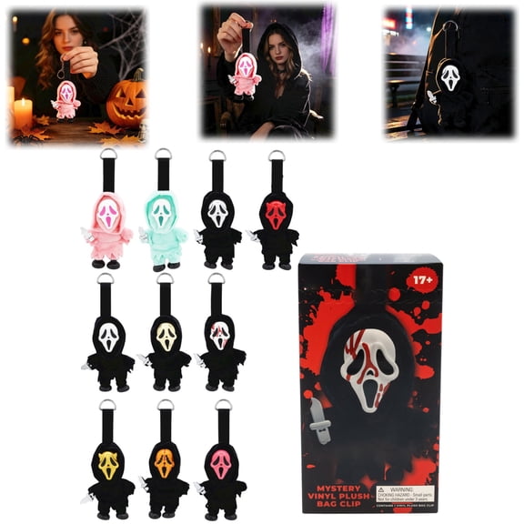 LINYSH Cute Plush Keychain Blind Box, Random Ghost Face StuffedKeyring Toy for Backpack Purse Bag Decoration Collectible
