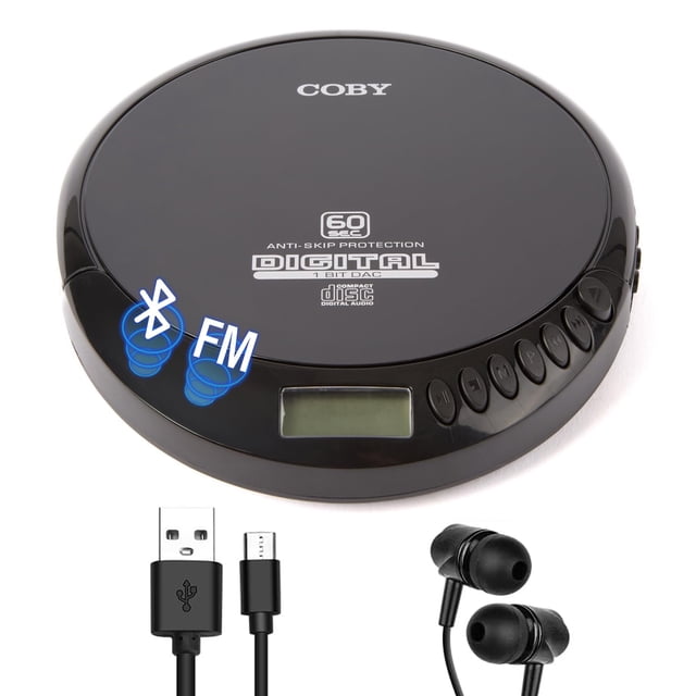 Reproductor de CD Coby CD201 portátil Bluetooth con radio FM y AUX