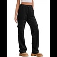 thumbnail image 3 of Pantalones Cargo de Cintura Alta para Mujer, Pantalones Casuales de Pierna con 6 Bolsillos. Negro L, 3 of 8