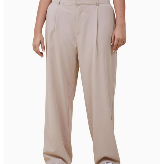 Cotton On Womens Jamie Suiting Wide Leg Casual Trouser Pants, Beige, 4