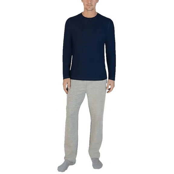 Eddie Bauer Men's Pajama Set, Comfortable Raglan Shirt and Pants Sleepwear Set (Navy Grey Heather Small)