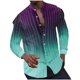 thumbnail image 2 of Blusa y camisa de manga larga con cuello alto para hombre, estilo informal, a rayas, con cuello alto, tipo cárdigan, camisa con botones, blusa de poliéster para hombre, 2 of 9