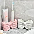 thumbnail image 3 of Bow Tooth Brush Holder for Bathroom, Toothpaste Holder for Bathroom Bowtie Toothbrush Holder with Cute 2 Slots, Home Countertop Accessories for Bathroom Bow Decor Portable Quick Dry (White), 3 of 12