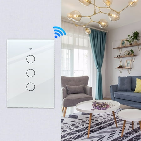 

Paiwinds Clearance Smart Switch Smart Wi-Fi Light Wall Switch 2.4GHz Wi-Fi Tou-ch Switches Fit For US Wall Switches 3 Gang