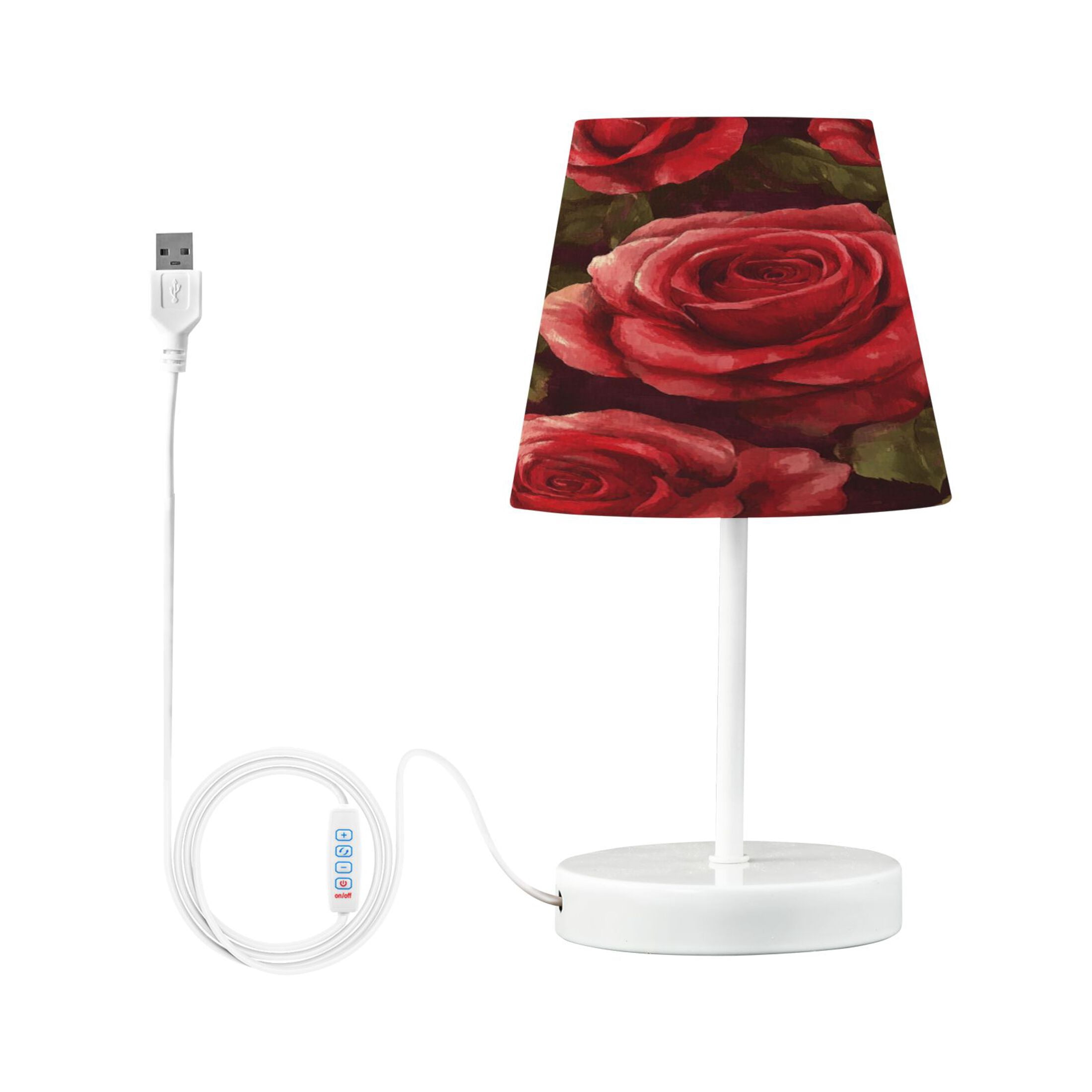 Table Lamp Small 5.9x10.8 Inches Table Lamps Night Light Tools & Home Improvement Bedroom Lamp Guest Room Lamp Study Lamp Office Lamp Beautiful Oil Painting Rose