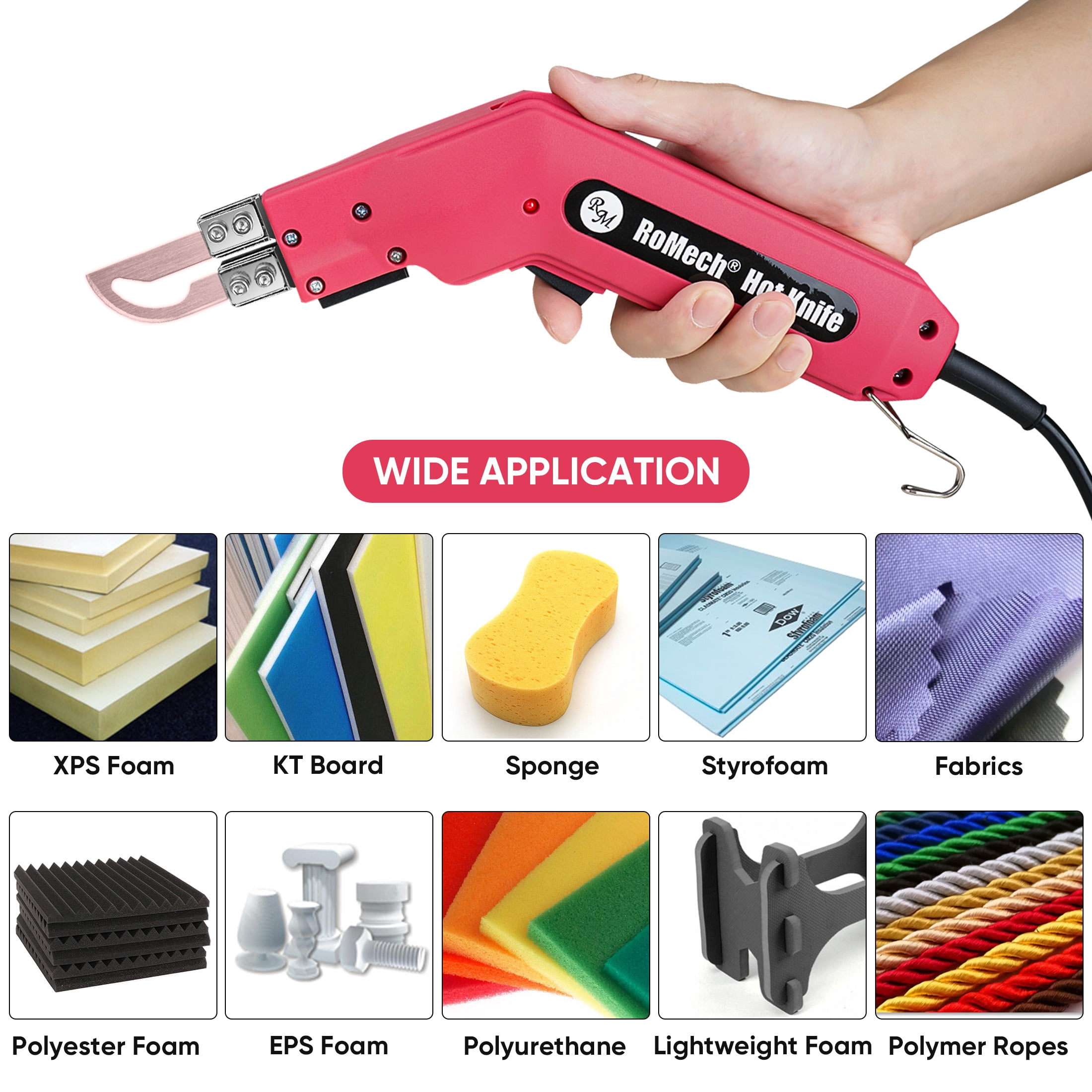 RoMech Fabric Cutter Rope Cutter 100W - Pro Electric Hot Knife - Foam Styrofoam Cutting Tool Kit- with Heavy Duty Case, Blades & Accessories (RM-008)