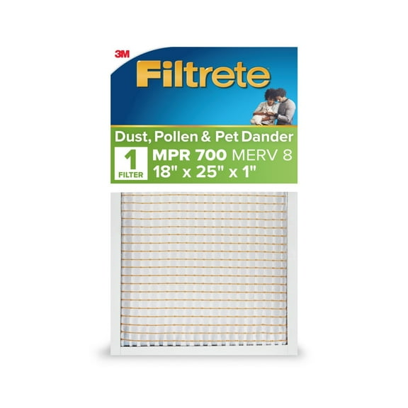 Filtrete 18x25x1 HVAC Furnace Air Filter, MPR 700 MERV 8, Dust, Pollen, and Pet Dander Reduction, 1 Filter