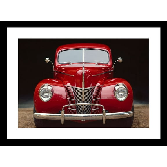 Venice Beach Collection's this Sleek and Solid Vintage Car 14x18 Framed Print