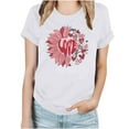 thumbnail image 2 of Meichang T-Shirts Joyeuse Saint-Valentin Femmes Mignon Imprimé Cœur T-Shirts Mignons Hauts Col Rond Manches Courtes T-Shirts de Vacances Saint-Valentin, 2 of 4
