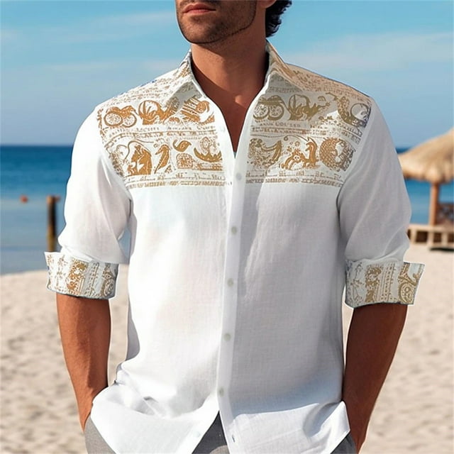 Camisa de botones de manga larga con estampado simple para hombre, ropa hawaiana Vaion, nueva moda de verano 2024