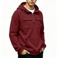 thumbnail image 4 of Hngshg Men's Hooded Sweatshirts Big and Tall Long Sleeve Quarter Zip Tops Textured Drawstring Pullover Hoodies, 4 of 7