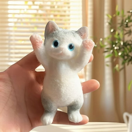 Cat Squishies Squeeze Toys Chubby Cat Squeeze Toys Cat Taba Squishy Toys Cat Squishy Toys Soft Cat Squishies Stress Balls Toys for Boys Girls Birthday Christmas Gift for Men Women White(S)