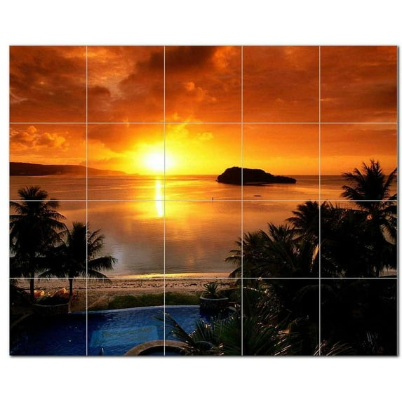 Sunset Photo Ceramic Tile Mural Kitchen Backsplash Bathroom Shower, 405915-S54