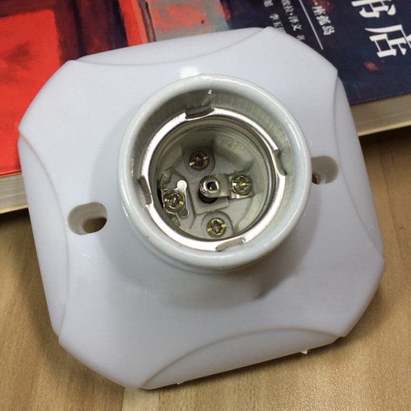 1x Straight Glazed Ceramic Heat Lamp  Holde Light Bulb Socket ES E27 With Screws 