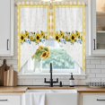 thumbnail image 3 of Swag Valance Curtains for Windows, Sunflower Light Filtering Kitchen Curtains with Rod Pocket, Yellow Flowers Yellow Plaid Farmhouse Window Treatment Valances for Living Room, 28x36 - 2 PCS, 3 of 9