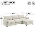 thumbnail image 3 of Harper & Bright Designs L-Shaped Chenille Sectional Sofa with Storage Ottoman & Pockets, USB Charger, 3-Seat Deep Couch Set with Adjustable Phone Holder & Wide Seat for Living Room/Apartment, Beige, 3 of 21
