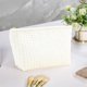 thumbnail image 4 of Bolsa de maquillaje de pana de gran capacidad - Organizador cosmético de viaje de nylon blanco, diseño de apertura amplia para portátil, estuche de almacenamiento ligero para mujeres, 4 of 6