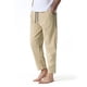thumbnail image 3 of Pantalones casuales sueltos de lino y algodón para hombres Pantalones ligeros de cintura elástica para hombres Pantalones de yoga Pantalones para el hogar Pompotops oipoqjl42591, 3 of 8