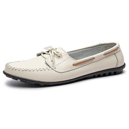 GENILU Ladies Comfort Lightweight Flat Boat Shoes Nursing Nonslip Breathable Slip On Moccasins