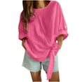 thumbnail image 2 of Itsame Short Sleeved Undershirt Tops for Womens Shirt Fashionable Solid Color Round Neck T-Shirt Blouses Pink Size 3XL, 2 of 6