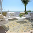 thumbnail image 5 of HomeRoots 585630 8 ft. Round Floral Washable Indoor & Outdoor Area Rug, Gold, Gray & Charcoal, 5 of 5