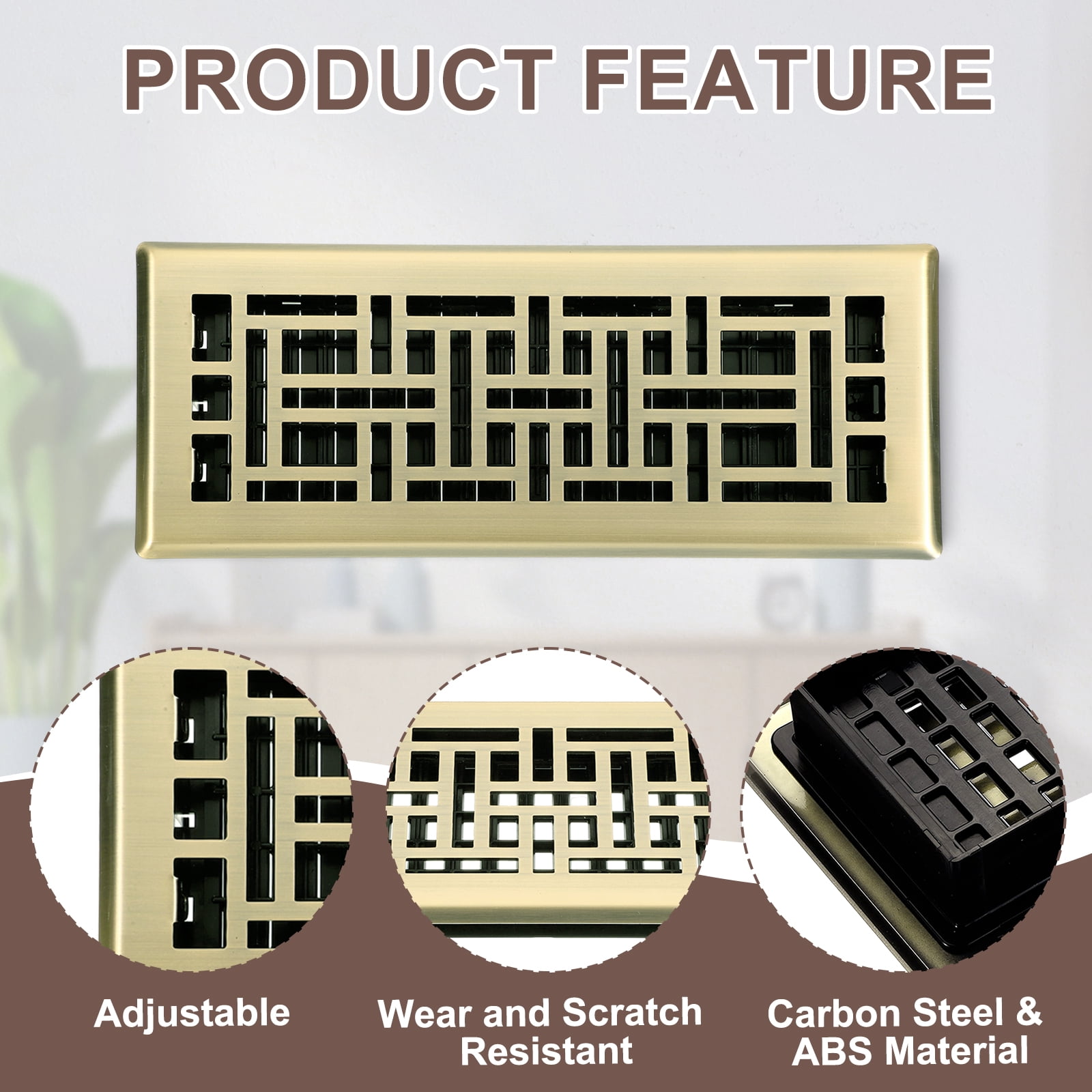2Pack 4"x12" Floor Register, Heavy Duty Adjustable Floor Vents, Bronze