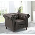 thumbnail image 2 of Uspridefurniture Oriskany Chesterfield Faux Leather Chair -Brown, 2 of 5