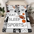 thumbnail image 2 of Homewish Eat Sleep Sports Full Size Sheets 4-Piece for Kids Teens Adults,Basketball Football Baseball Breathable Bed Sheets,Ball Gamer Lightweight Sheet Sets,Lightweight Room Decor, 2 of 7