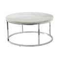 thumbnail image 3 of Bowery Hill White Marble and Chrome Metal Round Cocktail Table, 3 of 5