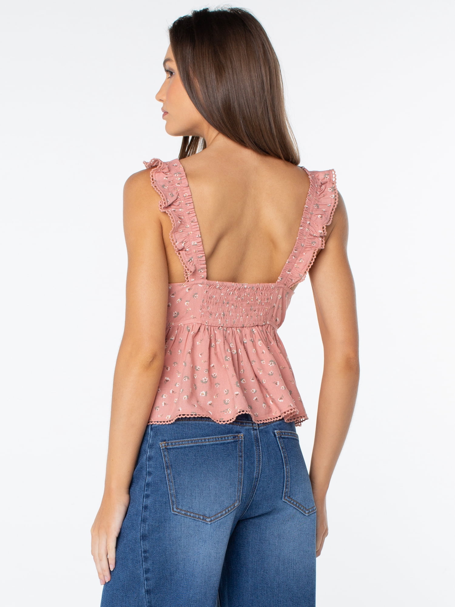 Celebrity Pink Women's Flutter Sleeve Peplum Top, Sizes XS-XXXL