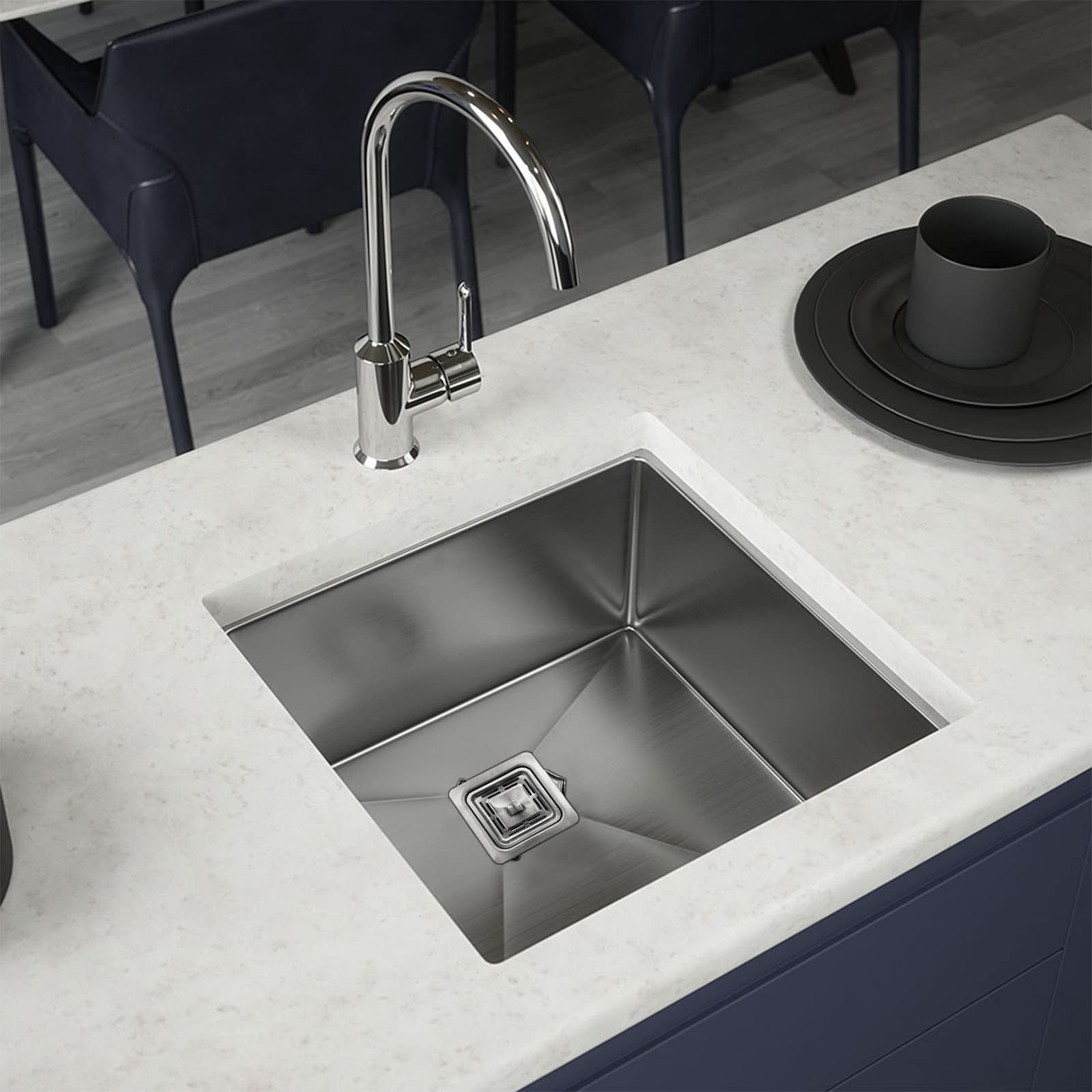 Strictly Sinks Stainless Steel Square Garbage Disposal Adapter for Kitchen Sink Durable with Drain