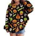 thumbnail image 2 of KPOPLK Hoodies for Teen Girls Long Sleeve Cute Halloween Sweatshirts Hooded Graphic Print Sweatshirt Preppy Clothes Fall Winter Yellow,Size 4-5 Years, 2 of 6