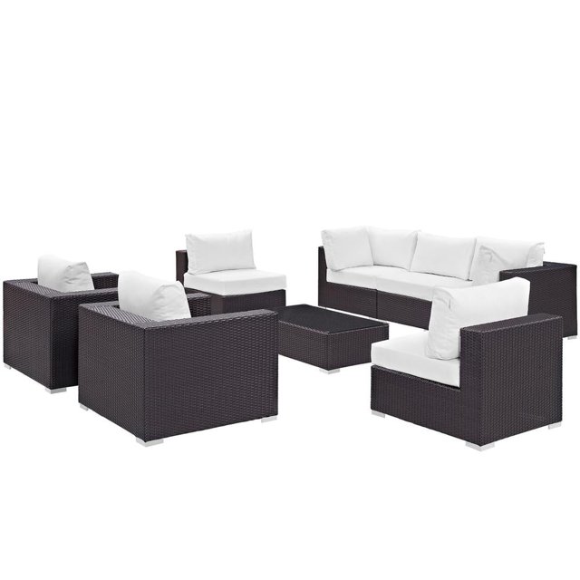 Modway Convene Sectionnel de Mobilier de Patio Extérieur 8 Pcs, Blanc